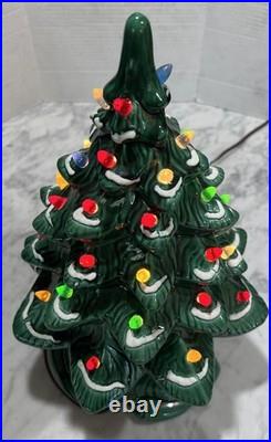 Vintage Raymond Lamp Lighted Christmas Tree 16 Green Flock Original Box USA