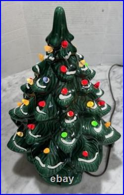 Vintage Raymond Lamp Lighted Christmas Tree 16 Green Flock Original Box USA