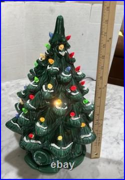 Vintage Raymond Lamp Lighted Christmas Tree 16 Green Flock Original Box USA