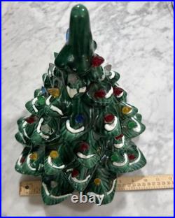 Vintage Raymond Lamp Lighted Christmas Tree 16 Green Flock Original Box USA