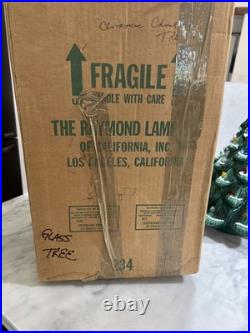 Vintage Raymond Lamp Lighted Christmas Tree 16 Green Flock Original Box USA