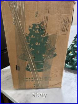 Vintage Raymond Lamp Lighted Christmas Tree 16 Green Flock Original Box USA