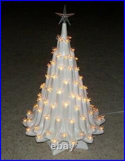 Vintage Volcano Lava Light Up Ceramic Christmas Tree, Doves, 22 Tall with Star