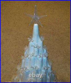 Vintage Volcano Lava Light Up Ceramic Christmas Tree, Doves, 22 Tall with Star
