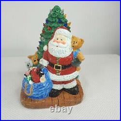 Vintage Wee Crafts Light Christmas Tree Santa Hand Painted Ceramic