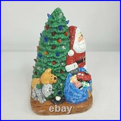 Vintage Wee Crafts Light Christmas Tree Santa Hand Painted Ceramic