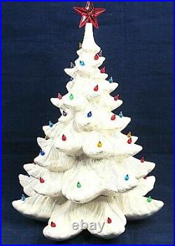 Vintage White Ceramic Lighted Christmas Tree Lights 1984 Iridescent 17 No Base