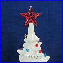 Vintage White Ceramic Lighted Christmas Tree Lights 1984 Iridescent 17 No Base