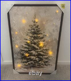 Viral Snowy Tree LED Lighted Canvas Wall Art. Cozy Christmas Home Décor. New