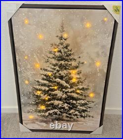 Viral Snowy Tree LED Lighted Canvas Wall Art. Cozy Christmas Home Décor. New