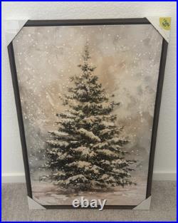 Viral Snowy Tree LED Lighted Canvas Wall Art. Cozy Christmas Home Décor. New