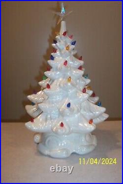 Vtg 1970's Ceramic Mold CHRISTMAS TREE 16.5 Iridescent Pearl White Lighted Vtg 1970's Ceramic Mold CHRISTMAS TREE 16.5 Iridescent Pearl White Lighted