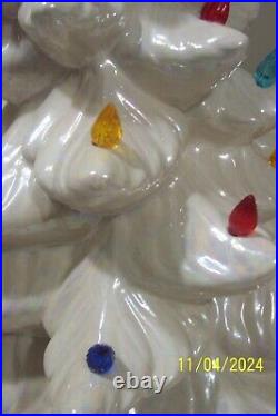 Vtg 1970's Ceramic Mold CHRISTMAS TREE 16.5 Iridescent Pearl White Lighted Vtg 1970's Ceramic Mold CHRISTMAS TREE 16.5 Iridescent Pearl White Lighted