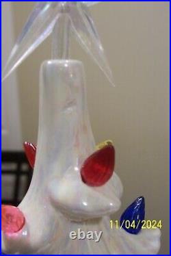 Vtg 1970's Ceramic Mold CHRISTMAS TREE 16.5 Iridescent Pearl White Lighted Vtg 1970's Ceramic Mold CHRISTMAS TREE 16.5 Iridescent Pearl White Lighted