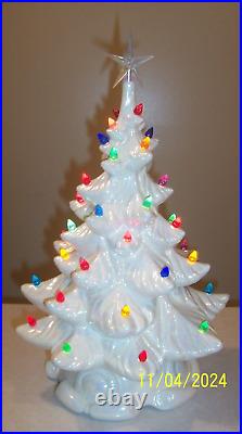 Vtg 1970's Ceramic Mold CHRISTMAS TREE 16.5 Iridescent Pearl White Lighted Vtg 1970's Ceramic Mold CHRISTMAS TREE 16.5 Iridescent Pearl White Lighted