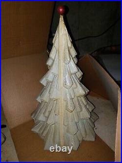 Vtg 60's Twinkle Twee White Glitter Celluloid Lighted Christmas Tree Tested