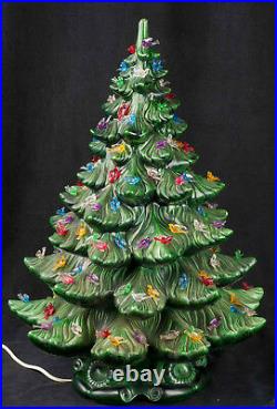 Vtg 70's Atlantic Mold 22 Ceramic Green Christmas Tree Bird Peg Light SEE VIDEO