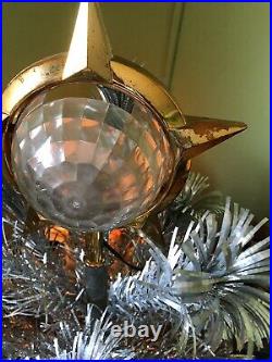 Vtg Bradford Celestial Star Rotating Light Tree Topper Atomic Christmas Works