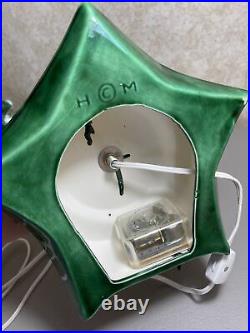 Vtg Holland Mold 20 Green Ceramic Christmas Tree w Snow Music Box Lights