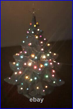 Vtg Rare Light Blue 1974 Atlantic Mold Ceramic Christmas 21 Tree Base Lights