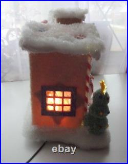 Vtg Rare Light Up Holiday Gingerbread Cookie Christmas Tree House Village Valley