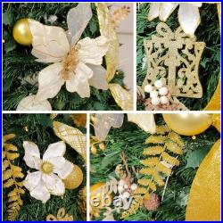 WBHome 6.5 FT Gold & White Pop-Up Christmas Tree, Pre-Lit And Fully Decorated