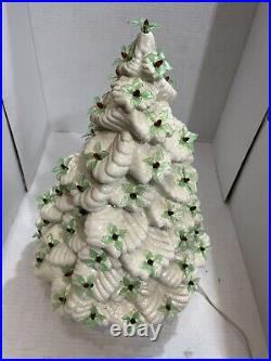 White Ceramic Christmas Tree 17 LARGE Vintage Nowell With Base