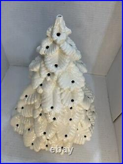 White Ceramic Christmas Tree 17 LARGE Vintage Nowell With Base