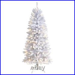 White Prelit Artificial Christmas Tree Yellow Incandescent Lights LED 3-12Ft