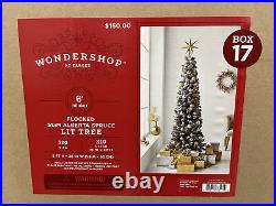 Wondershop 6' Pre-Lit Slim Flocked Alberta Spruce Artificial Christmas Tree NEW