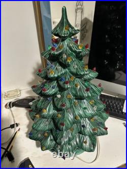 XL Vintage Ceramic Lighted Christmas Tree MINT 21 Tall Working