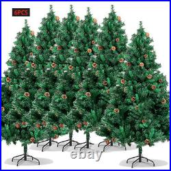 XMS 6FT Pre-Lit Fiber Artificial Christmas Tree with LED String Light Party Lights