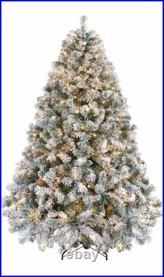 Yaheetech 6ft Snow Flocked Pre-lit Christmas Tree with 250 Warm White Lights