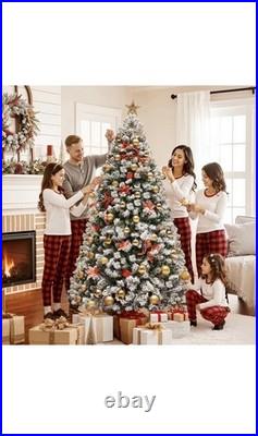 Yaheetech 6ft Snow Flocked Pre-lit Christmas Tree with 250 Warm White Lights
