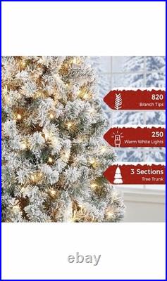 Yaheetech 6ft Snow Flocked Pre-lit Christmas Tree with 250 Warm White Lights