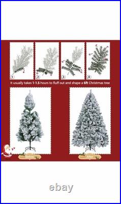 Yaheetech 6ft Snow Flocked Pre-lit Christmas Tree with 250 Warm White Lights