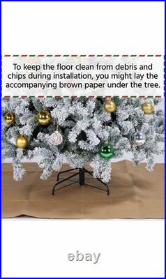 Yaheetech 6ft Snow Flocked Pre-lit Christmas Tree with 250 Warm White Lights